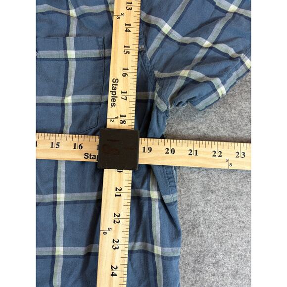 Penguin Heritage Shirt Mens Large Blue Plaid Woven Button Down Casual Slim Fit - Picture 2 of 6